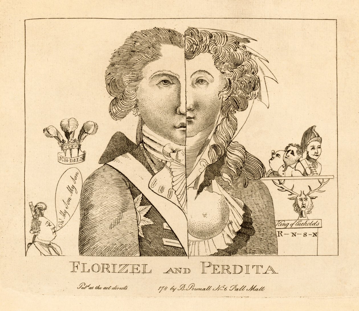 फ्लोरिज़ेल और पेर्डिता, पब। c.1783 (उत्कीर्णन) द्वारा अंग्रेजी स्कूल