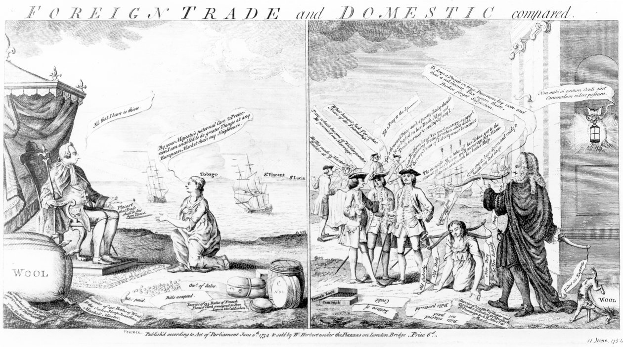 विलियम हरबर्ट द्वारा विदेशी व्यापार और घरेलू तुलना, 1754 द्वारा अंग्रेजी स्कूल