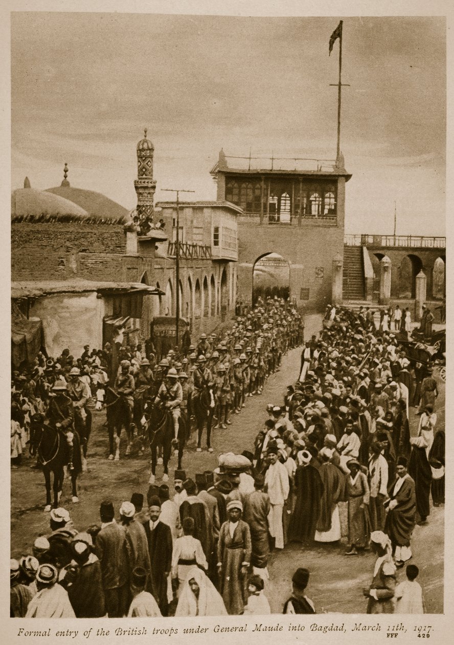 मार्च 11, 1917, 1917-19 में जनरल मौड के तहत ब्रिटिश सैनिकों की औपचारिक प्रविष्टि बगदाद में द्वारा अंग्रेजी स्कूल