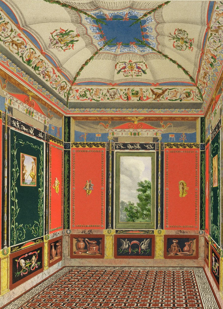 लुडविग ग्रुनर (1801-82) और अन्ना ब्राउनवेल जेम्सन (1794-1) द्वारा बकिंघम पैलेस के डेकोरेशन से बकिंघम पैलेस के समर हाउस की फ्रिस्को सजावट द्वारा अंग्रेजी स्कूल