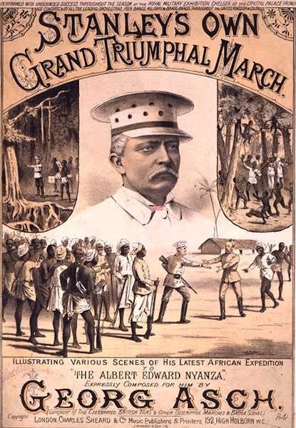 जॉर्ज एश (कलर लिथो) द्वारा रचित 'स्टेनलीज़ ओन ग्रैंड ट्रूफ़ल मार्च' के लिए संगीत स्कोर का फ्रंट कवर द्वारा अंग्रेजी स्कूल