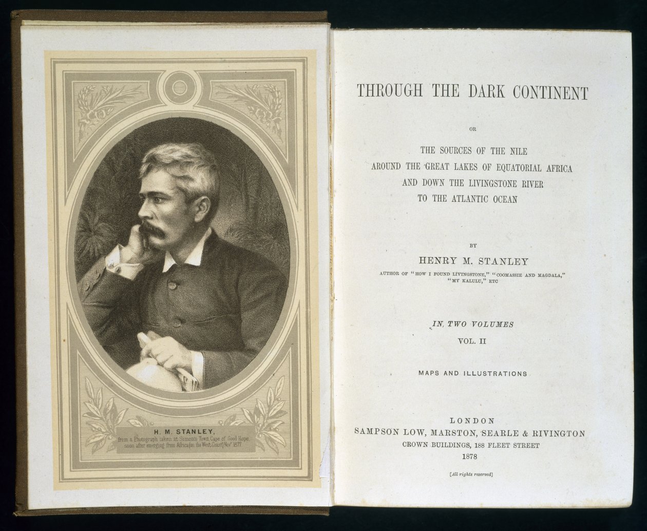 हेनरी एम। स्टैनली द्वारा फ्रंटस्पाइबर टू द डार्क कॉन्टिनेंट, 1878 में प्रकाशित हुआ द्वारा अंग्रेजी स्कूल