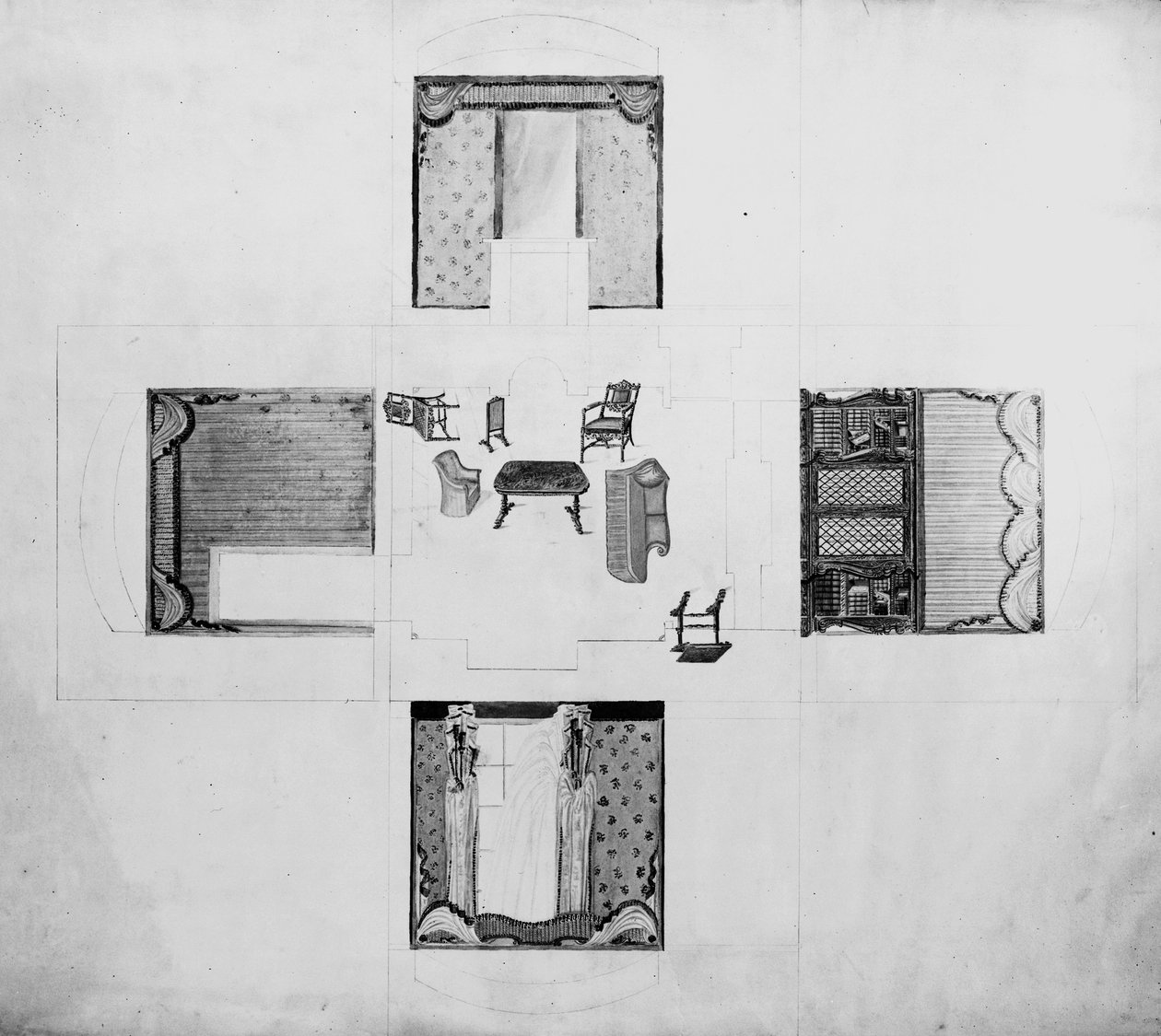 एक छोटे से ड्राइंग रूम के लिए सामान, गिलोय और सह, 1822 द्वारा अंग्रेजी स्कूल