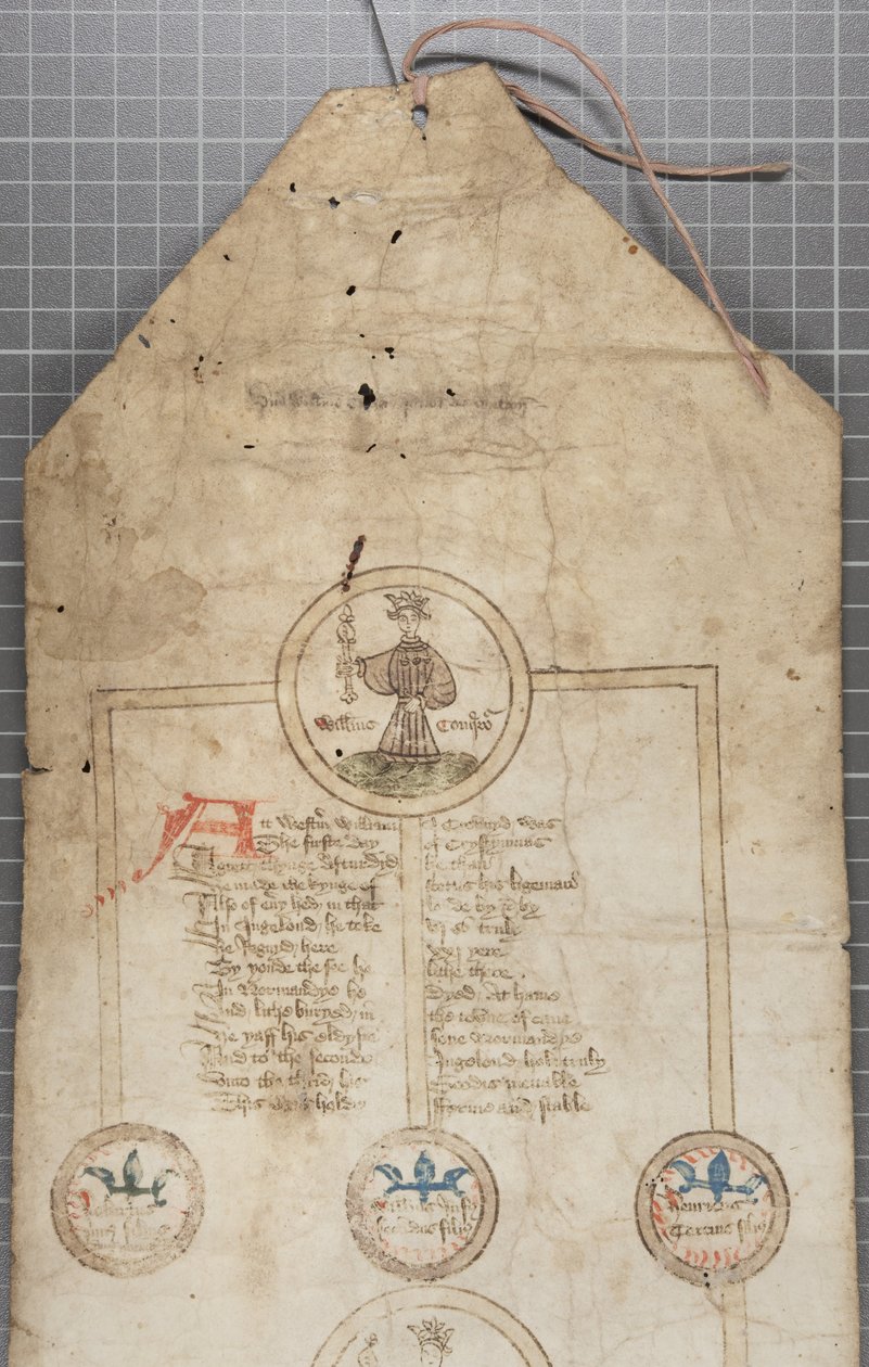 इंग्लैंड के राजाओं की वंशावली सूची, c.1440-79 (चर्मपत्र पर कलम और स्याही) द्वारा अंग्रेजी स्कूल