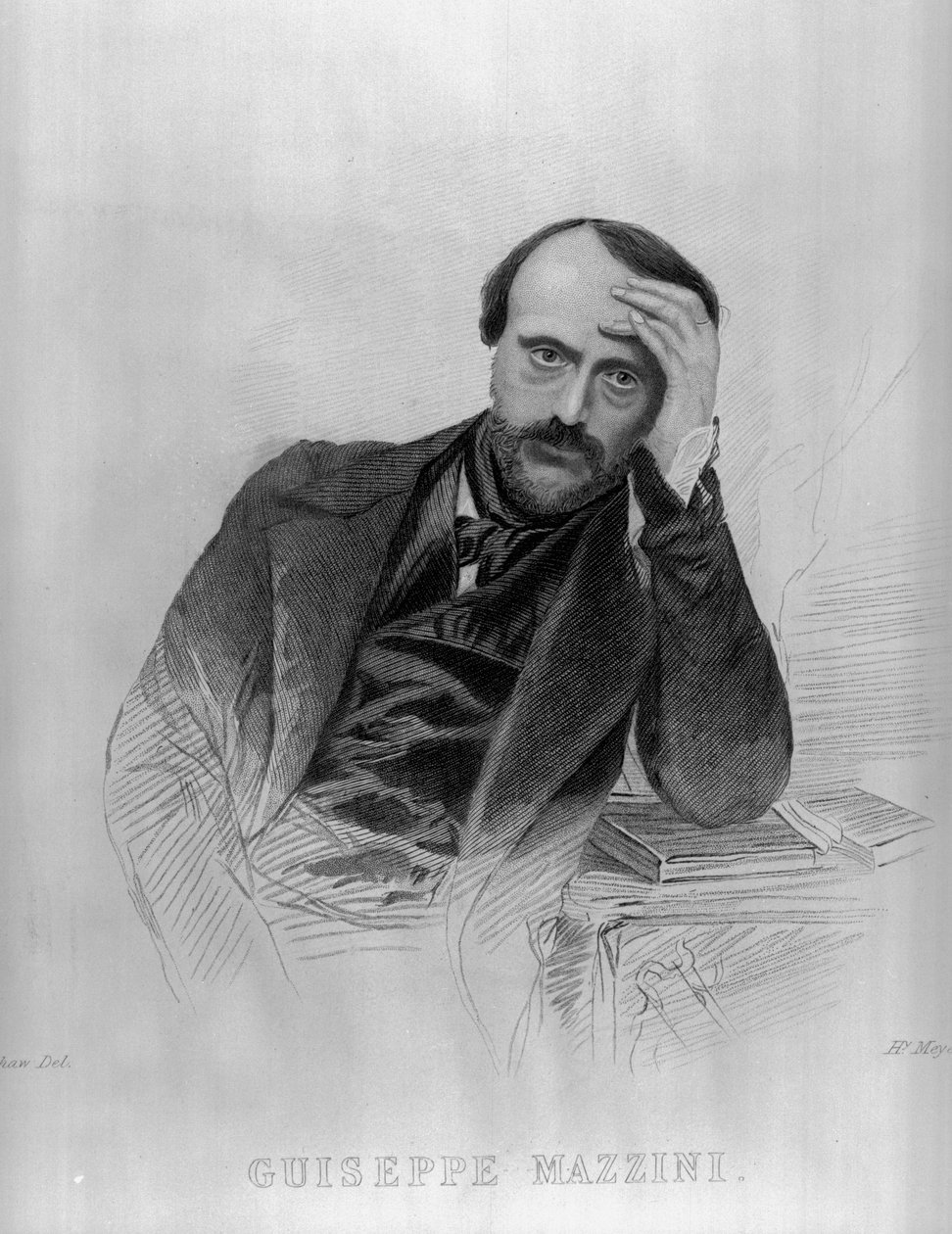 Giuseppe Mazzini, &39;ड्राइंग रूम पोर्ट्रेट गैलरी ऑफ़ एमिनेंट पर्सनेज&39; (उत्कीर्णन) (bww) द्वारा अंग्रेजी स्कूल