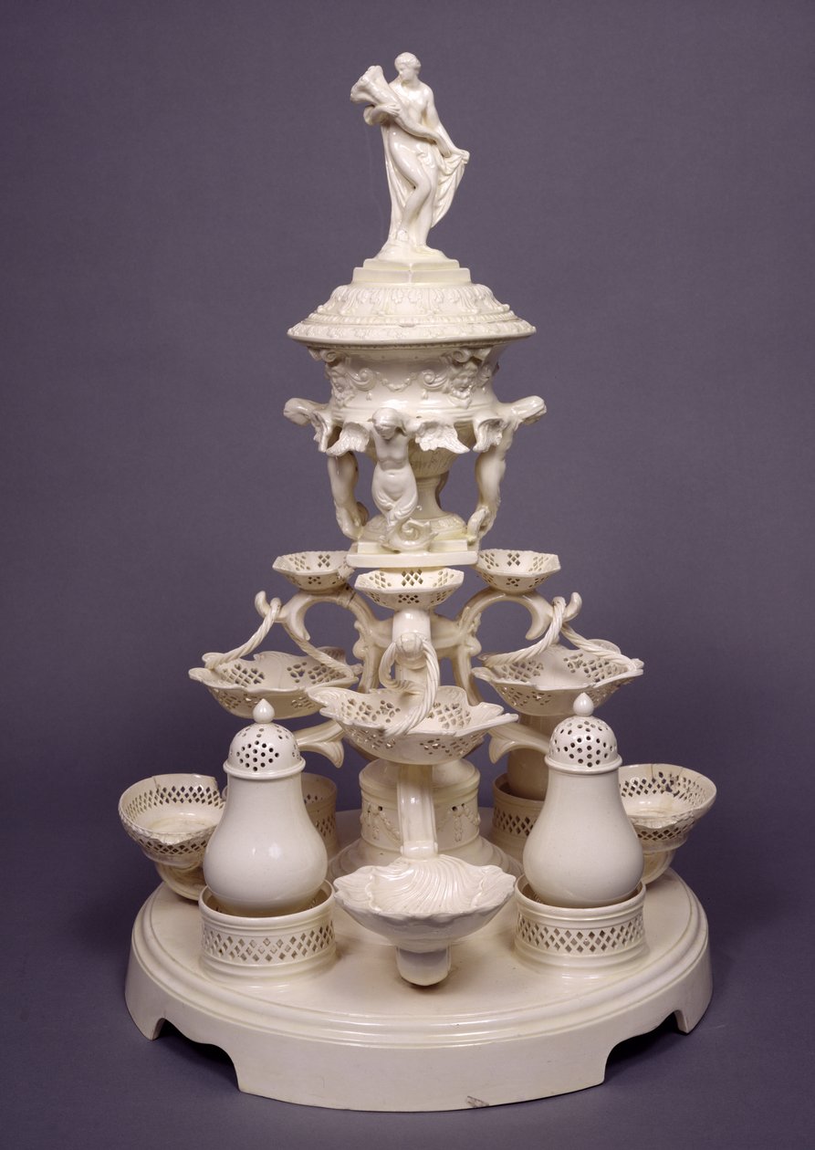 ग्रैंड प्लाट डे मेनेज या, टेबल सेंटरपीस, लीड्स पॉटरी, c.1780 (क्रीमवेयर) द्वारा अंग्रेजी स्कूल