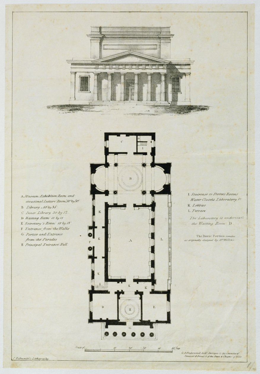 लोअर असेंबली रूम्स, बाथ का ग्राउंड प्लान, चार्ल्स हुलमंडेल (1789-1850) द्वारा उकेरा गया द्वारा अंग्रेजी स्कूल