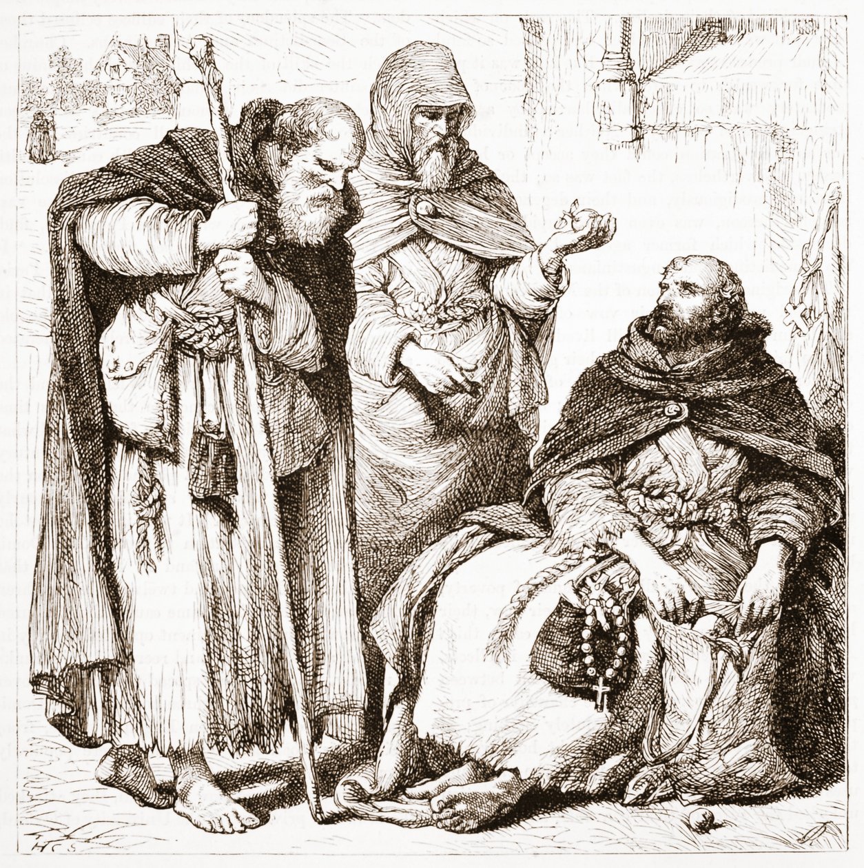 मेंडिसेंट फ्रायर्स का समूह, जेम्स एइटकेन वायली (1808-1890), पब द्वारा प्रोटेस्टेंटवाद के इतिहास से दृष्टांत 1878 द्वारा अंग्रेजी स्कूल