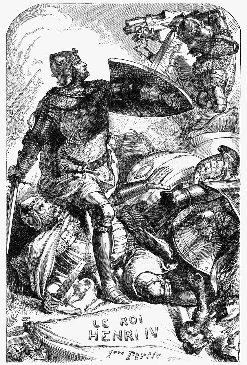 हेनरी IV (हेनरी IV) - "विलियम शेक्सपियर द्वारा पूर्ण कार्य" में चित्रण 1866 - इस संस्करण के चित्र और सामान्य रूप लंदन में प्रकाशित कैसल के सचित्र शेक्सपियर से उधार लिए गए हैं। द्वारा अंग्रेजी स्कूल