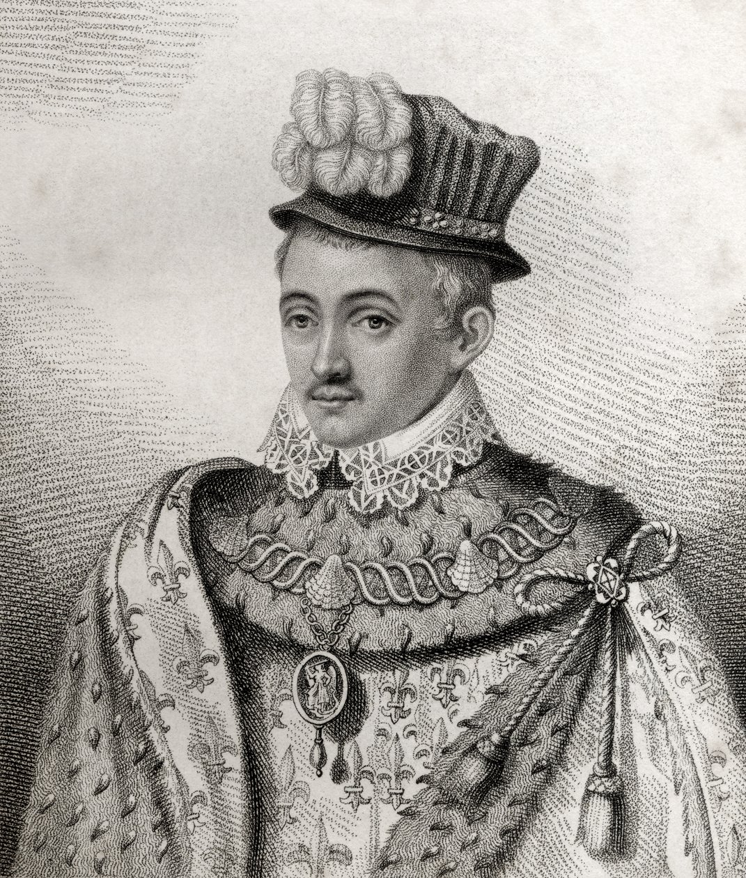 हेनरी स्टीवर्ट, नदियों द्वारा उत्कीर्ण, 1806 में प्रकाशित &39;ए कैटलॉग ऑफ़ रॉयल एंड नोबल ऑथर्स, वॉल्यूम वी&39; से चित्रण द्वारा अंग्रेजी स्कूल