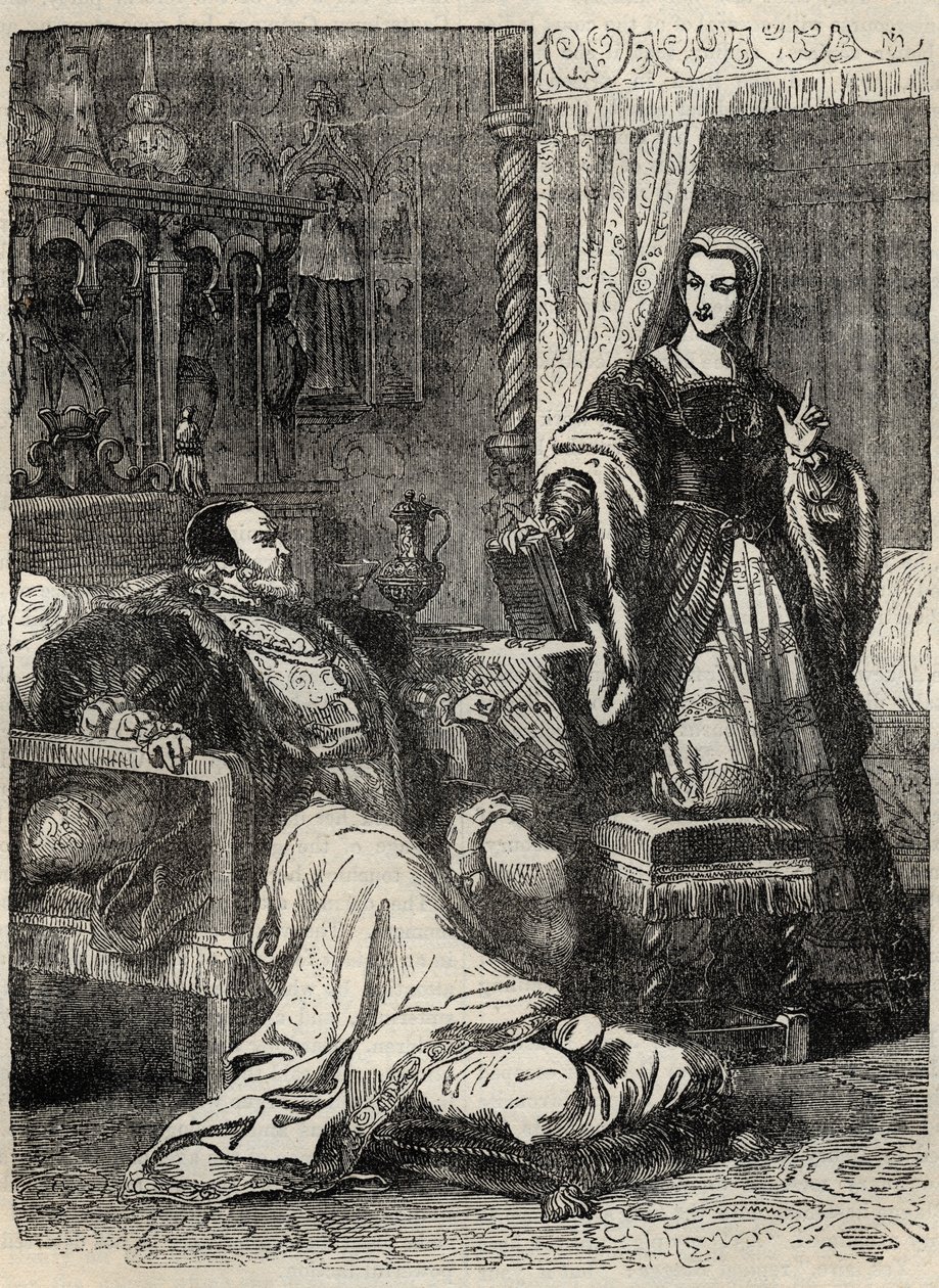 हेनरी VIII और क्वीन कैथरीन पार (1512-1548) - कैसेल पेटर और गैलपिन द्वारा "" इंग्लैंड के इतिहास " से उत्कीर्णन द्वारा अंग्रेजी स्कूल