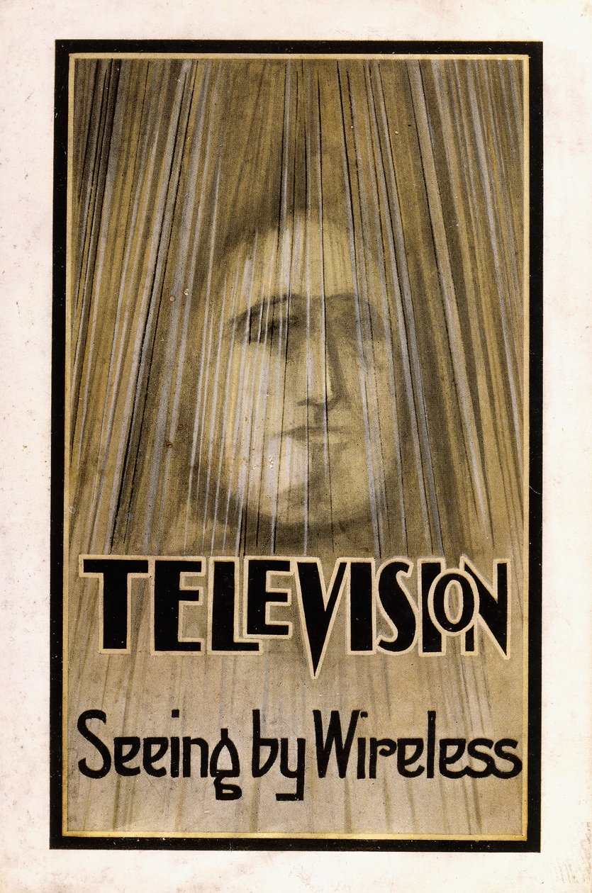 "टेलीविजन, 1926" के पहले संस्करण के लिए इलस्ट्रेटेड डस्ट-जैकेट द्वारा अंग्रेजी स्कूल
