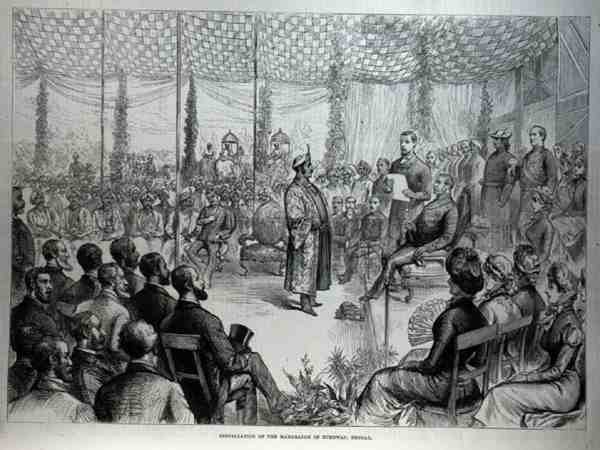 द इलस्ट्रेटेड लंदन न्यूज़, 21 जनवरी 1882 से बंगाल के बर्दवान के महाराज की स्थापना द्वारा अंग्रेजी स्कूल