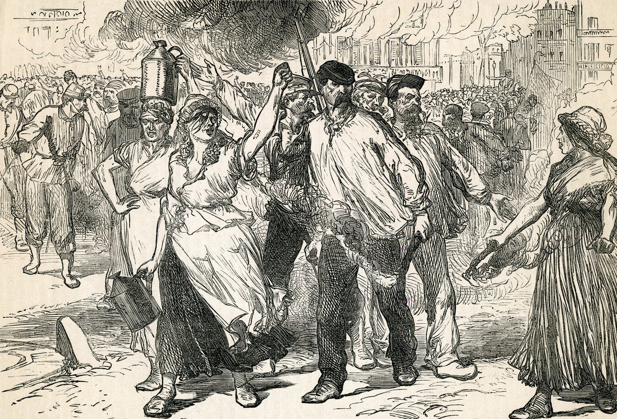 विद्रोहियों, पेरिस की सड़कों को कासल्स इलस्ट्रेटेड हिस्ट्री, 1872 से लिया गया द्वारा अंग्रेजी स्कूल