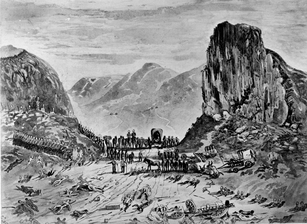 बैटलैंड, 1879 के बाद इस्न्ध्लवाना (कागज पर कलम और स्याही और धुलाई) द्वारा अंग्रेजी स्कूल