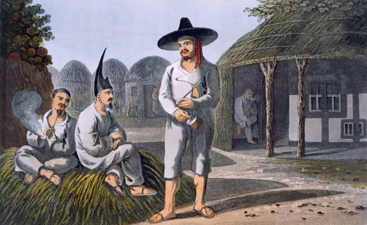 सर जेम्स हॉल समूह के द्वीप समूह, 1820 (रंगीन एक्वाटिंट) द्वारा अंग्रेजी स्कूल