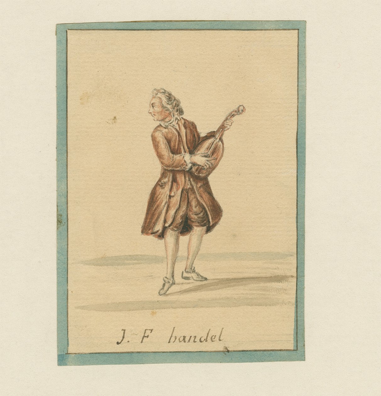JF Handel, 19 वीं सदी के मध्य (कलम और स्याही, क्रेयॉन और कागज पर धोएं) द्वारा अंग्रेजी स्कूल