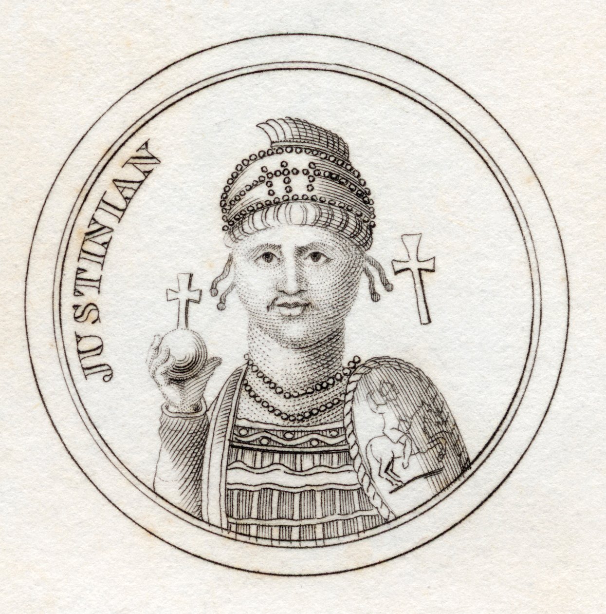 &39;क्रैब हिस्टोरिकल डिक्शनरी&39; से जस्टिनियन I, 1825 में प्रकाशित हुआ द्वारा अंग्रेजी स्कूल