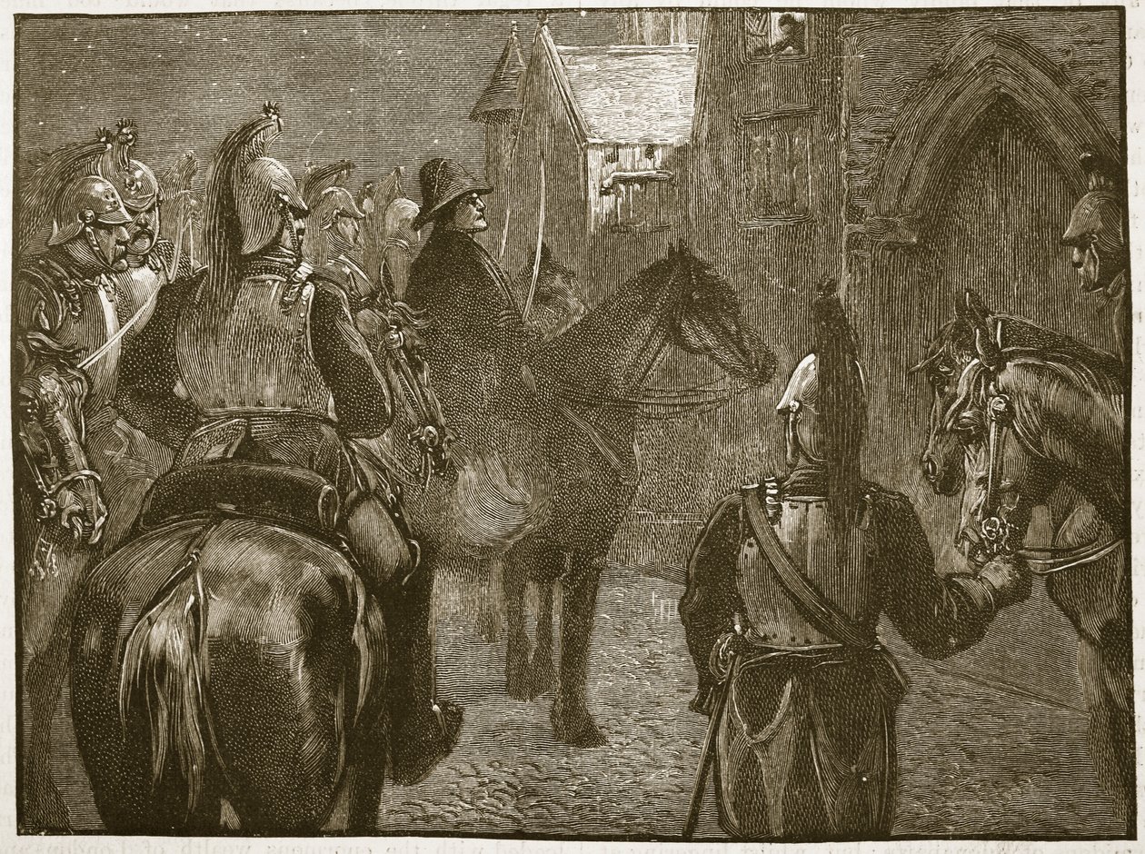 1804 में ड्यूक डेएनघेन का अपहरण, कैसल्स इलस्ट्रेटेड हिस्ट्री ऑफ इंग्लैंड से चित्रण (सीपिया फोटो) द्वारा अंग्रेजी स्कूल
