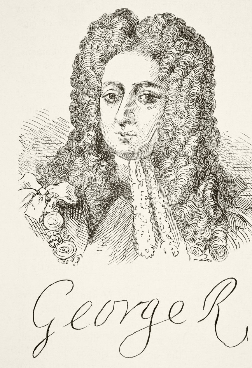 विलियम हिकमैन स्मिथ ऑब्रे (1858-1916) द्वारा &39;द नेशनल एंड डोमेस्टिक हिस्ट्री ऑफ इंग्लैंड&39; से इंग्लैंड के किंग जॉर्ज I ने लंदन को प्रकाशित किया, c.1890 द्वारा अंग्रेजी स्कूल