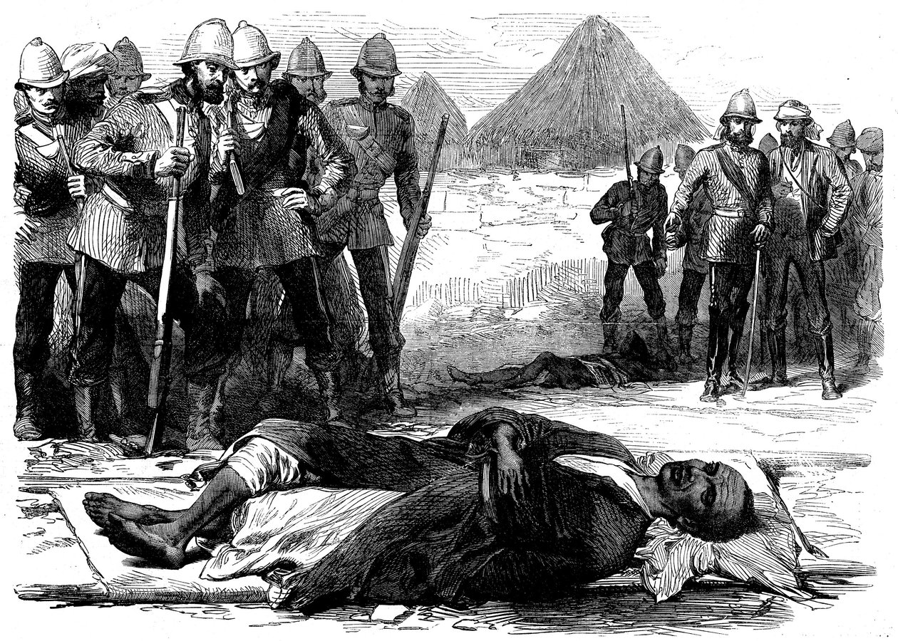 राजा थियोडोर, चूंकि वह ब्रिटिश एक्सपेडिशन से मैगडाला, 1868 में डेडला में मृत पड़ा था द्वारा अंग्रेजी स्कूल