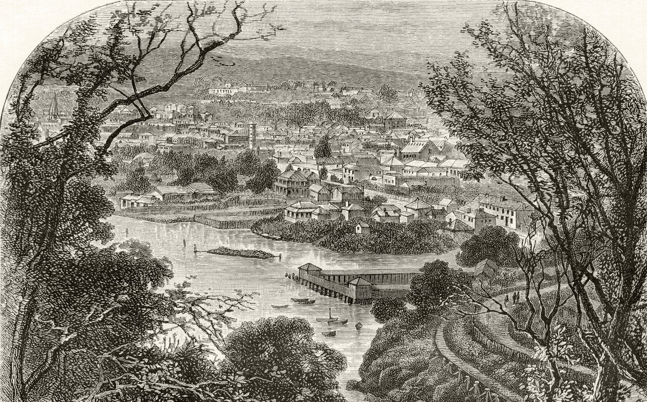 लाउंसेस्टन, तस्मानिया, c.1880, हावर्ड विलोबी द्वारा &39;ऑस्ट्रेलियन पिक्चर्स&39; से, धार्मिक ट्रैक्ट सोसायटी, लंदन द्वारा प्रकाशित द्वारा अंग्रेजी स्कूल