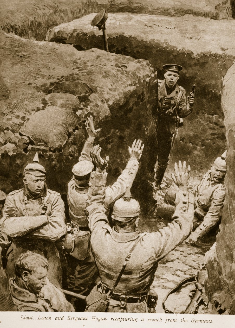 लेफ्टिनेंट लीच और सार्जेंट होगन जर्मन से खाई खोदने के लिए, 1914-19 द्वारा अंग्रेजी स्कूल