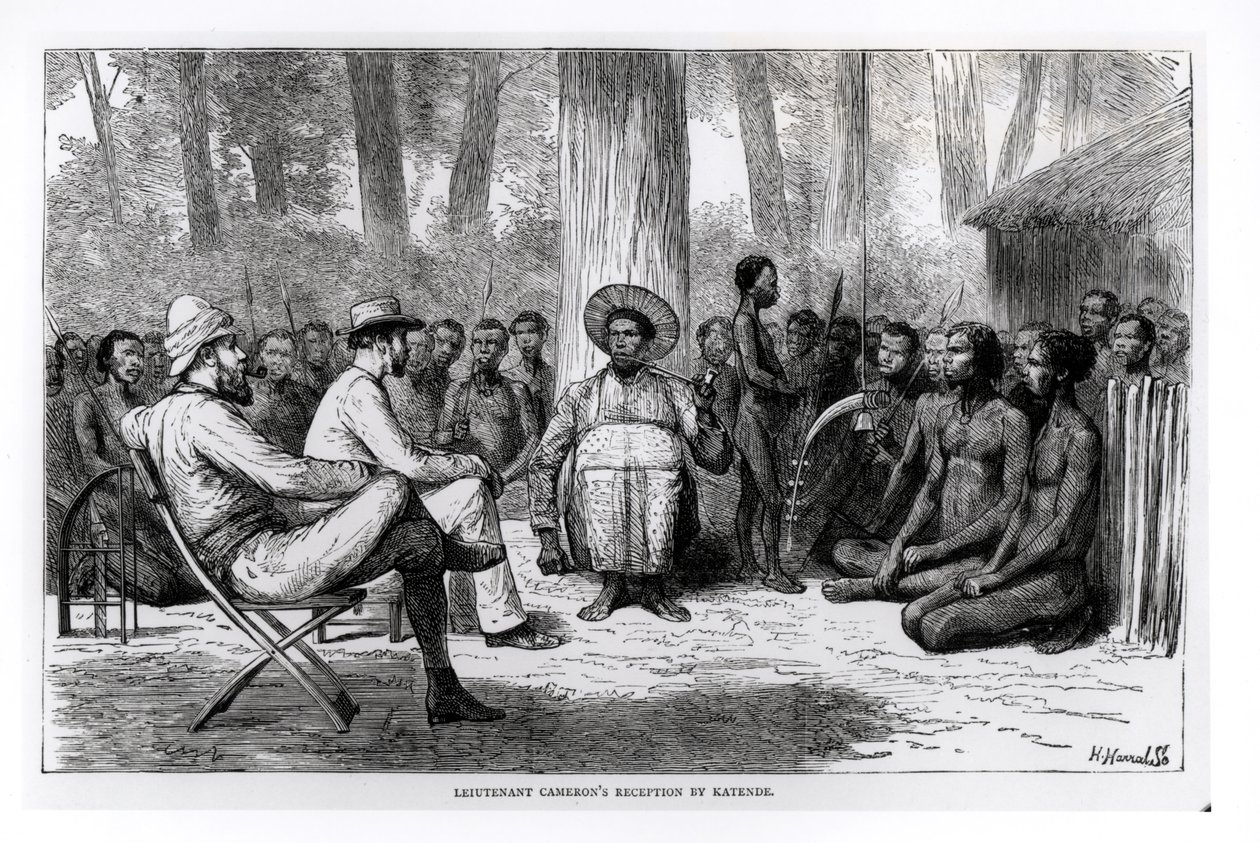 लेफ्टिनेंट वर्ने लवेट कैमरून (1844-94) कटेंडे द्वारा रिसेप्शन, होरेस हैराल द्वारा उत्कीर्ण द्वारा अंग्रेजी स्कूल