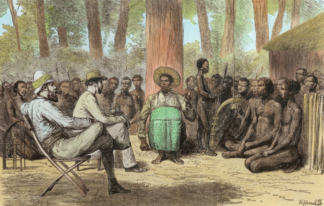 लेफ्टिनेंट वर्ने लवेट कैमरून (1844-94) कटेंडे द्वारा रिसेप्शन, होरेस हर्रेल (बाद में रंगमंडल) द्वारा उत्कीर्ण द्वारा अंग्रेजी स्कूल