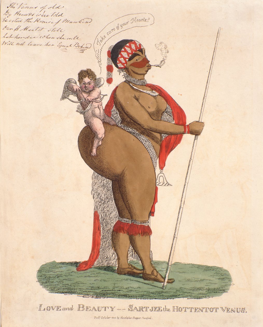 लव एंड ब्यूटी - सार्टजी द हॉटनॉट वीनस, 1810 (हस्तनिर्मित उत्कीर्णन) द्वारा अंग्रेजी स्कूल
