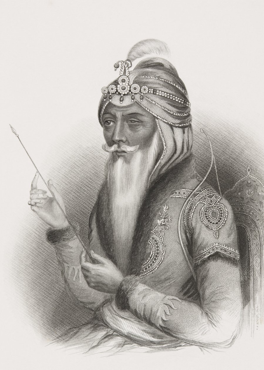 महाराजा रणजीत सिंह, &39;गैलरी ऑफ हिस्टोरिकल पोर्ट्रेट्स&39; से, c.1880 प्रकाशित द्वारा अंग्रेजी स्कूल