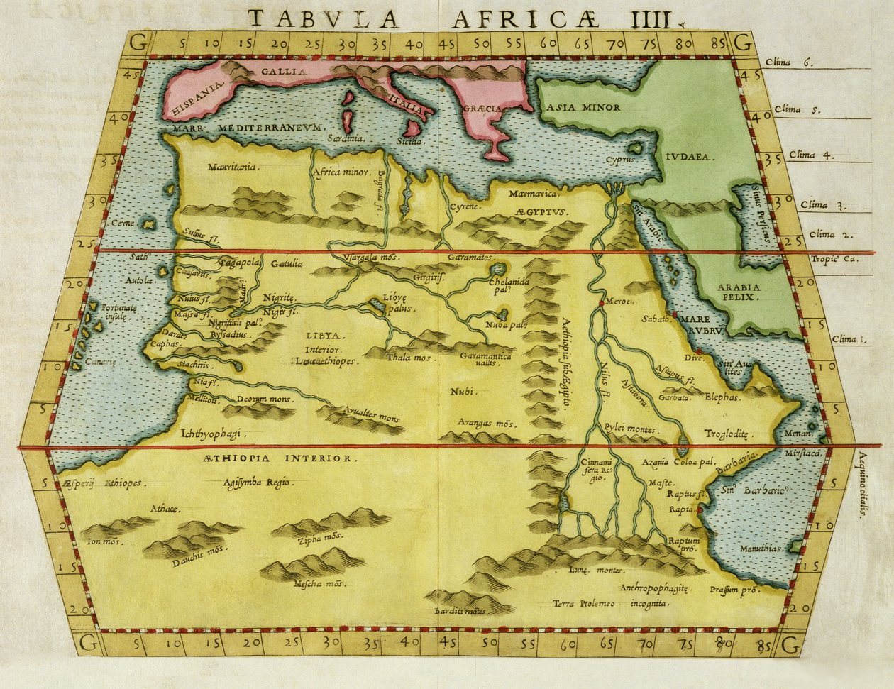 उत्तरी अफ्रीका का नक्शा, c.1580s द्वारा अंग्रेजी स्कूल