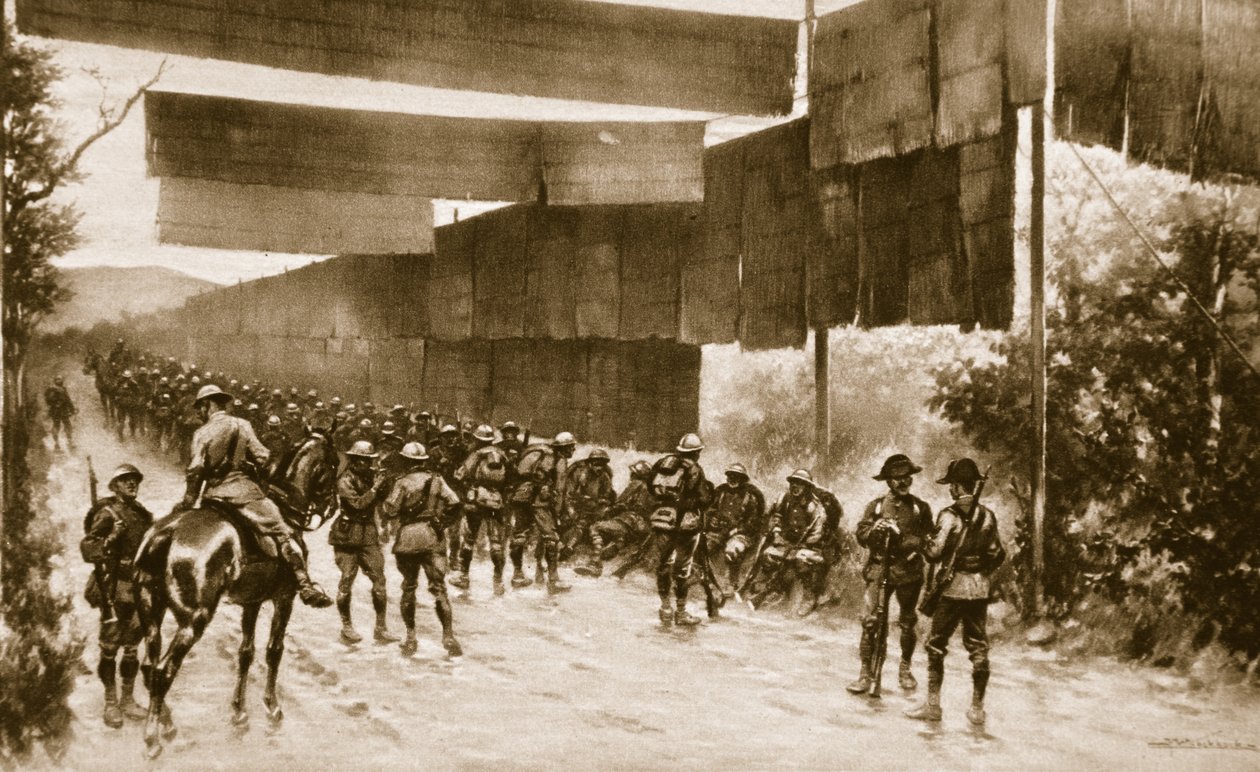 उजागर सड़क के लिए मैट स्क्रीन: गोरिजिया, 1914-19 में इटालियंस द्वारा नियुक्त एक उपकरण द्वारा अंग्रेजी स्कूल