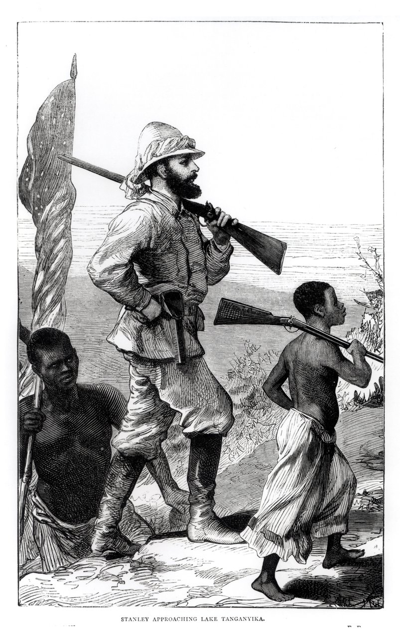 श्री हेनरी मॉर्टन स्टैनली (1841-1904) तांगानिका झील का अनुमोदन करते हुए द्वारा अंग्रेजी स्कूल