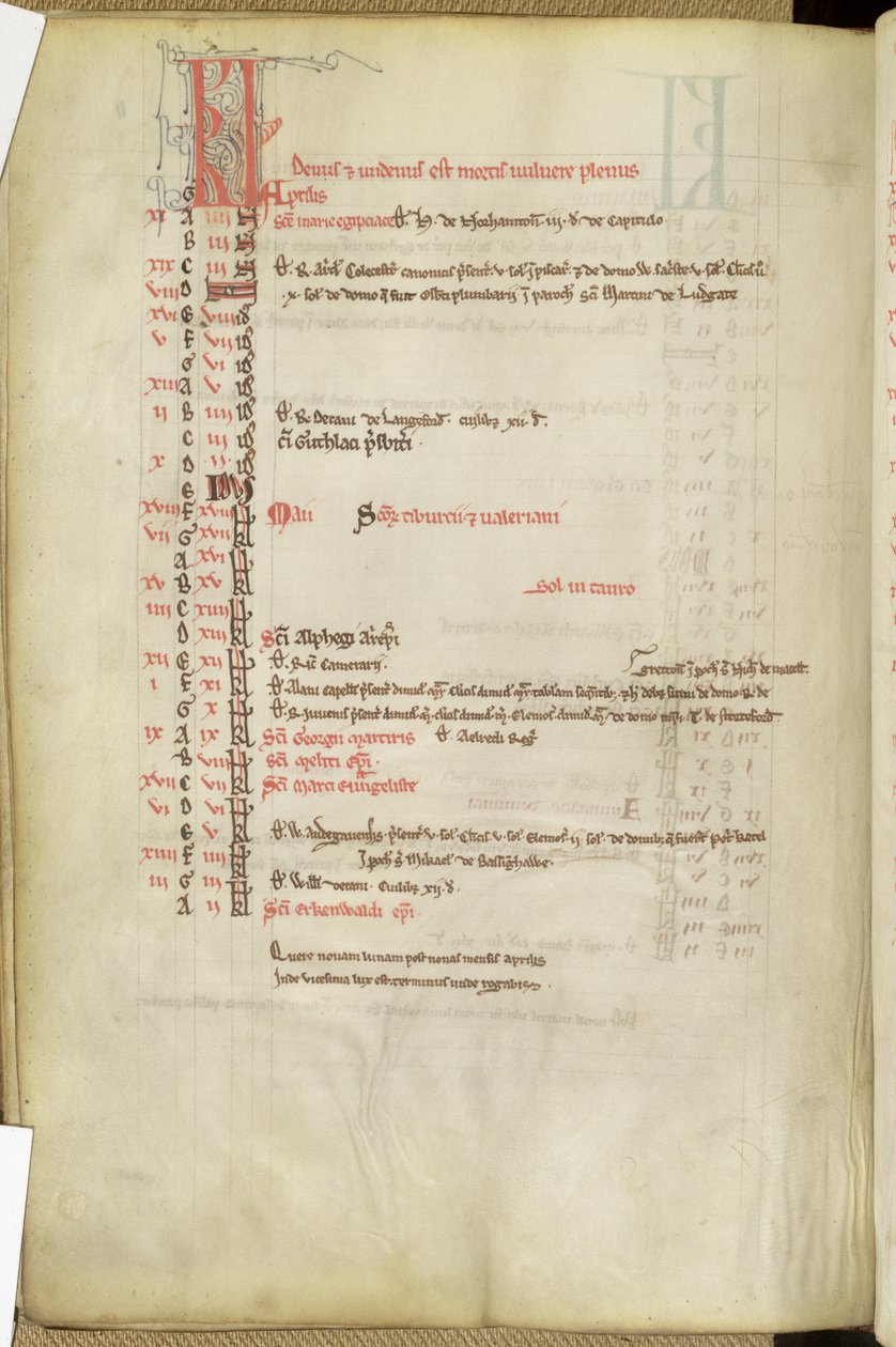 Ms.25512 fol.11v संन्यासी दिनों का कैलेंडर, मध्य 13 वीं शताब्दी द्वारा अंग्रेजी स्कूल