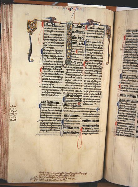Ms.27, f.84v: न्यू टेस्टामेंट (वेल्लम) की एक चमकदार प्रति से पृष्ठ द्वारा अंग्रेजी स्कूल