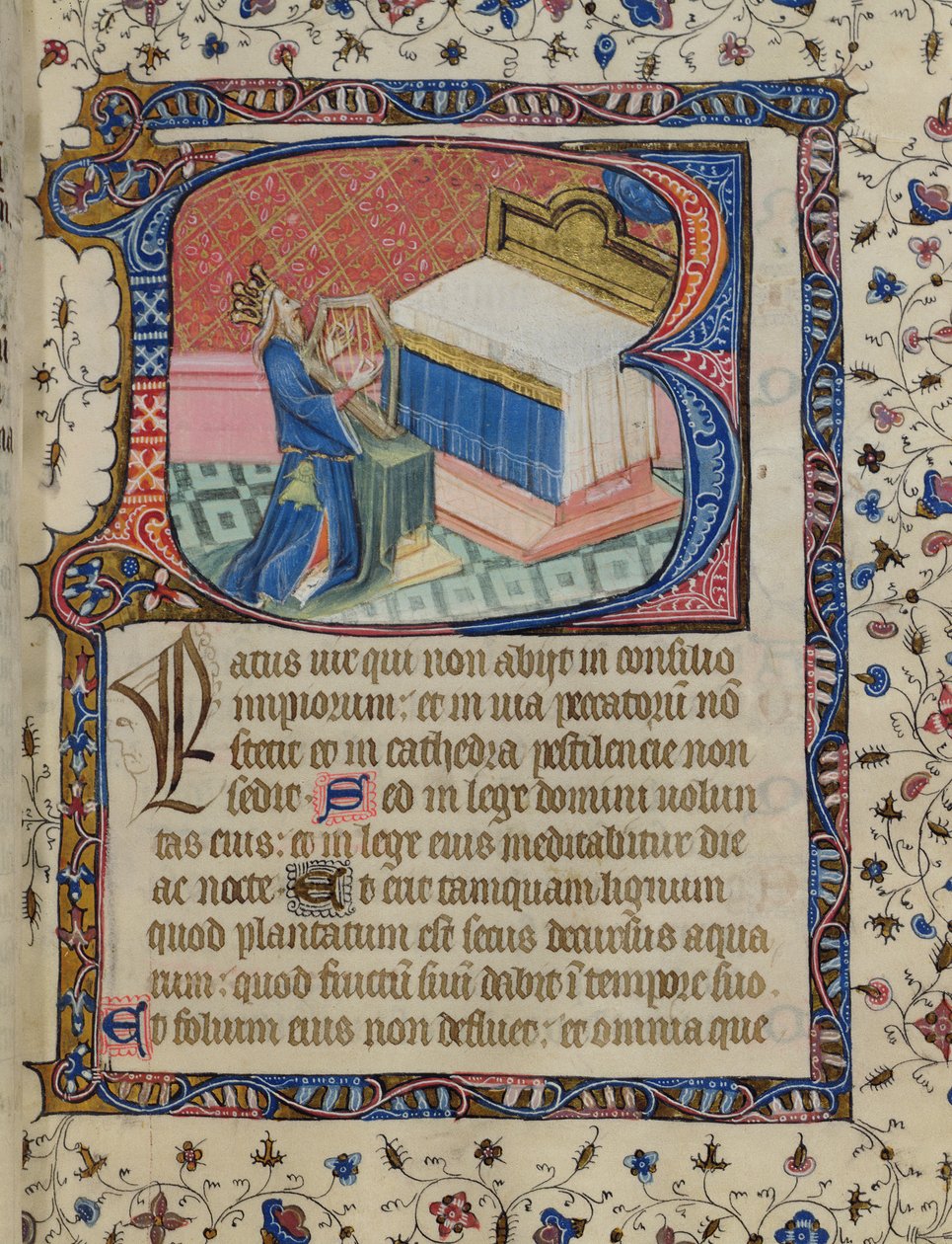 सुश्री 24 f.13 आर। भजन 1, डेविड हार्पिंग, नाइटली Psalter से, c.1380 द्वारा अंग्रेजी स्कूल