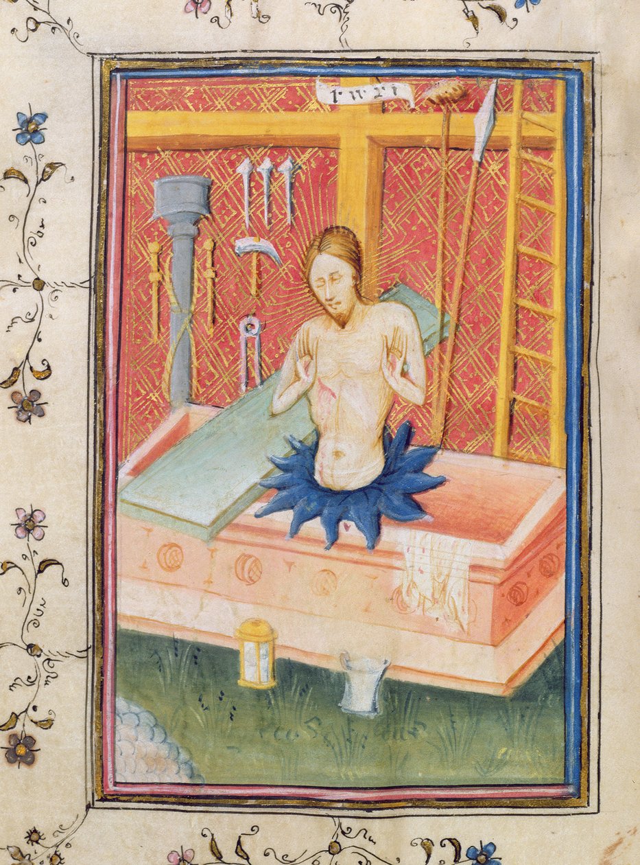 Ms 24 f.8 v। क्राइस्ट ऑफ द इंस्ट्रूमेंट ऑफ द पैशन के साथ, नाइटली Psalter से द्वारा अंग्रेजी स्कूल