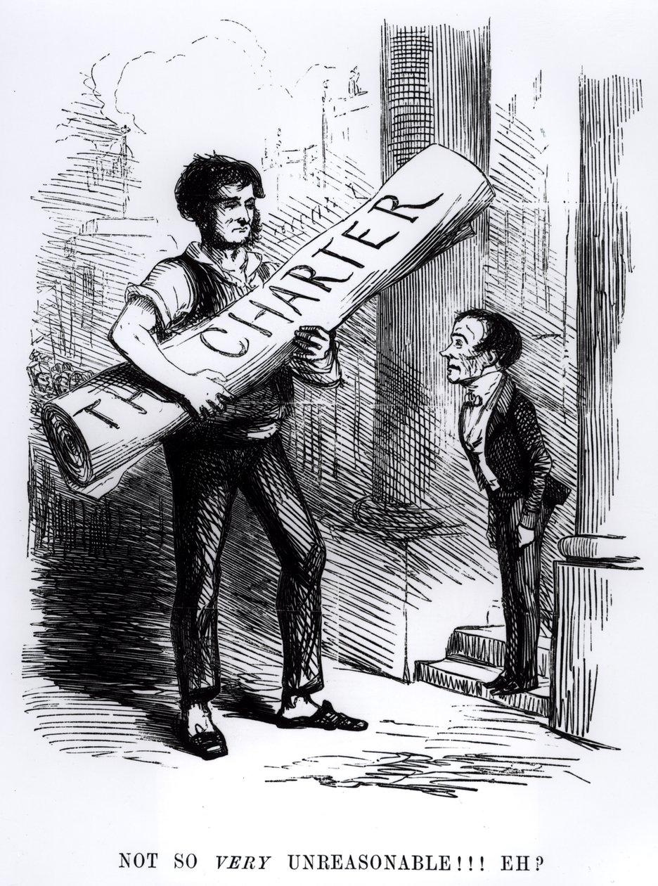 पंच नॉट मैगज़ीन, 1848 (उत्कीर्णन) (bw फोटो) से कार्टून द्वारा अंग्रेजी स्कूल