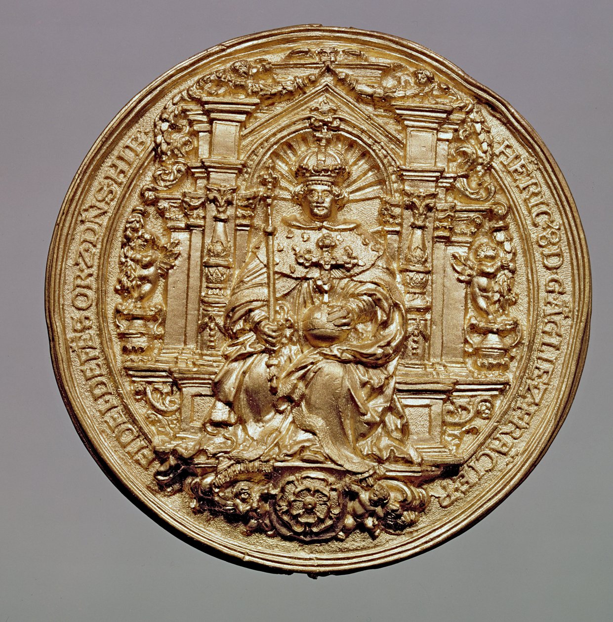 हेनरी VIII (1491-1547) (सोने) की मुहर का उलटा (रिवर्स के लिए 181809 देखें) द्वारा अंग्रेजी स्कूल