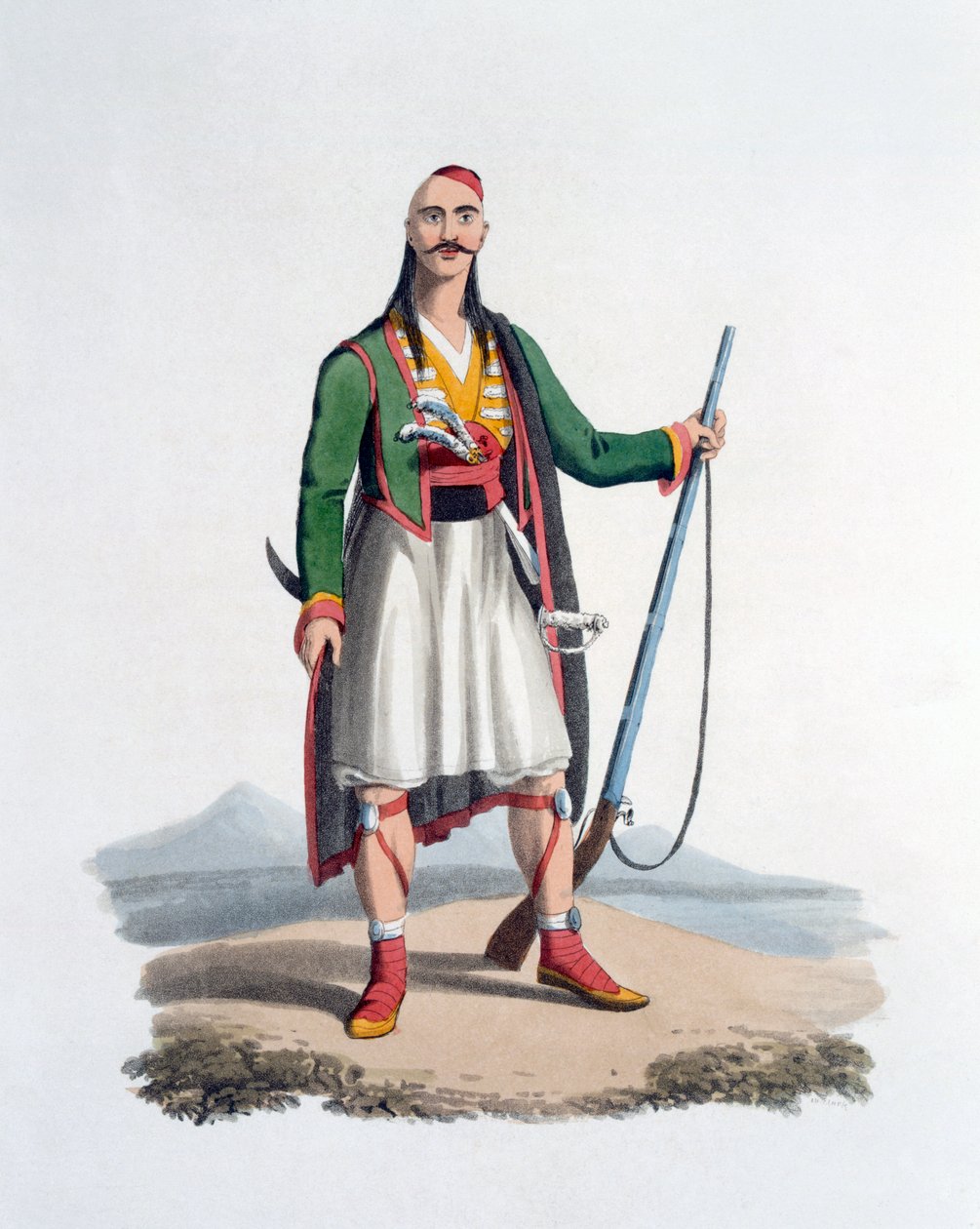 स्पाहिस का अधिकारी, 1818 (रंगीन एक्वाटिंट) द्वारा अंग्रेजी स्कूल
