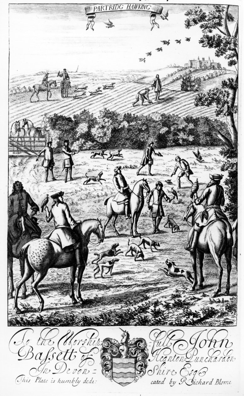 1686 में रिचर्ड ब्लोम द्वारा प्रकाशित &39;द जेंटलमैन रिक्रिएशन&39; से पार्ट्री हॉकिंग द्वारा अंग्रेजी स्कूल