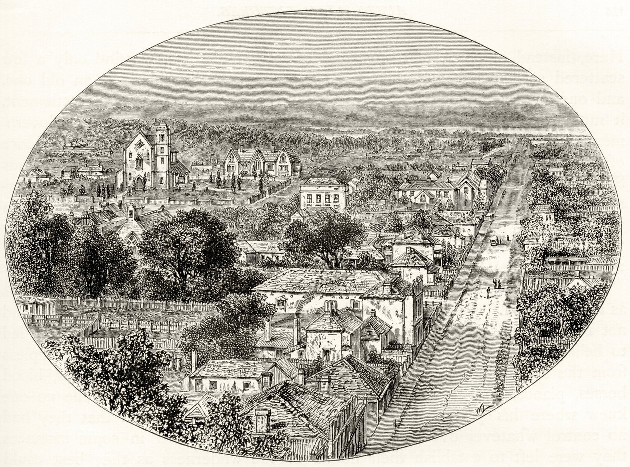 पर्थ, वेस्टर्न ऑस्ट्रेलिया, c.1880, हॉवर्ड विलोबी द्वारा &39;ऑस्ट्रेलियन पिक्चर्स&39; से, धार्मिक ट्रैक्ट सोसायटी, लंदन, 1886 द्वारा प्रकाशित द्वारा अंग्रेजी स्कूल