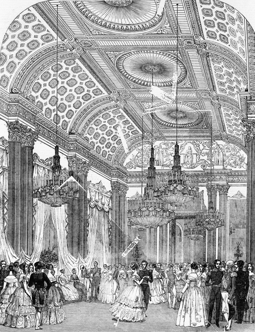 1848 में बकिंघम पैलेस में एक राज्य की गेंद पर पोल्का नृत्य द्वारा अंग्रेजी स्कूल