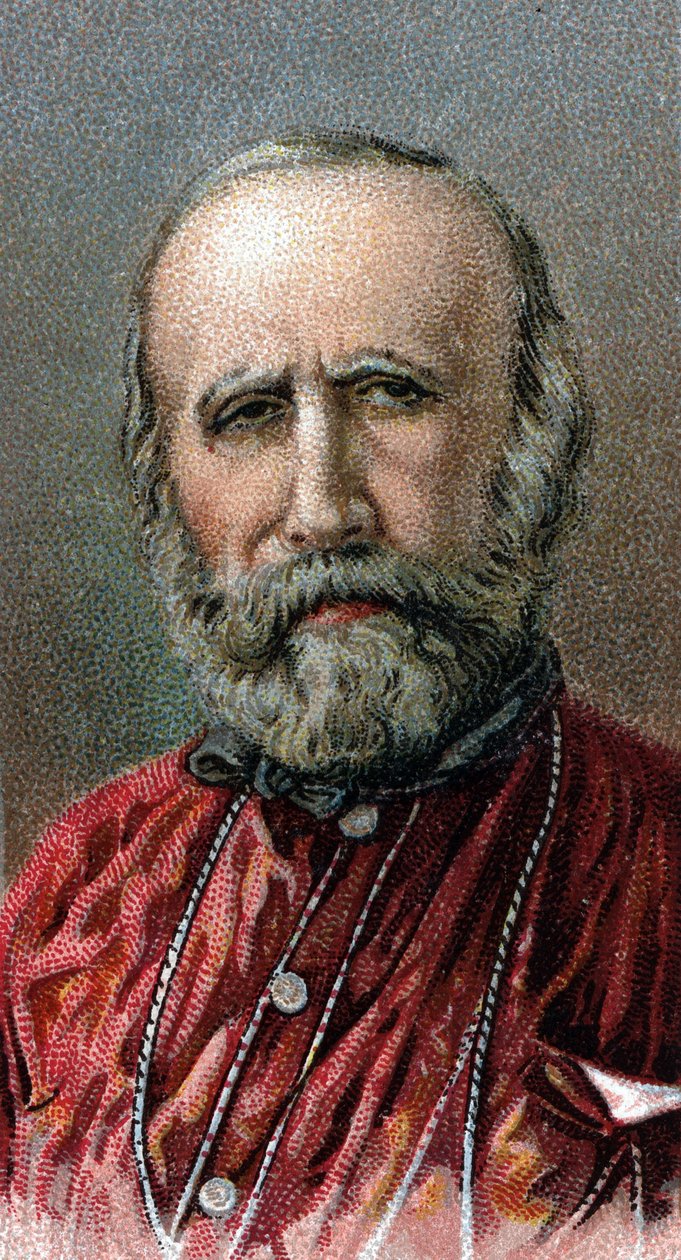 ग्यूसेप गैरीबाल्डी का पोर्ट्रेट (1807-1882) - श्रृंखला "" पुरुषों के नेता "" से - क्रोमोलिथोग्राफी - अंग्रेजी स्कूल, 20 वीं शताब्दी - द्वारा अंग्रेजी स्कूल