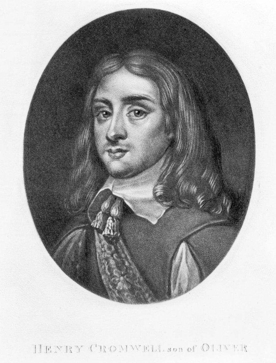 हेनरी क्रॉमवेल (1628-74) के पोर्ट्रेट रिचर्ड अर्लोम (1743-1822) और चार्ल्स टर्नर (c.1773-1857) (मेज़ोटिंट) द्वारा उत्कीर्ण द्वारा अंग्रेजी स्कूल
