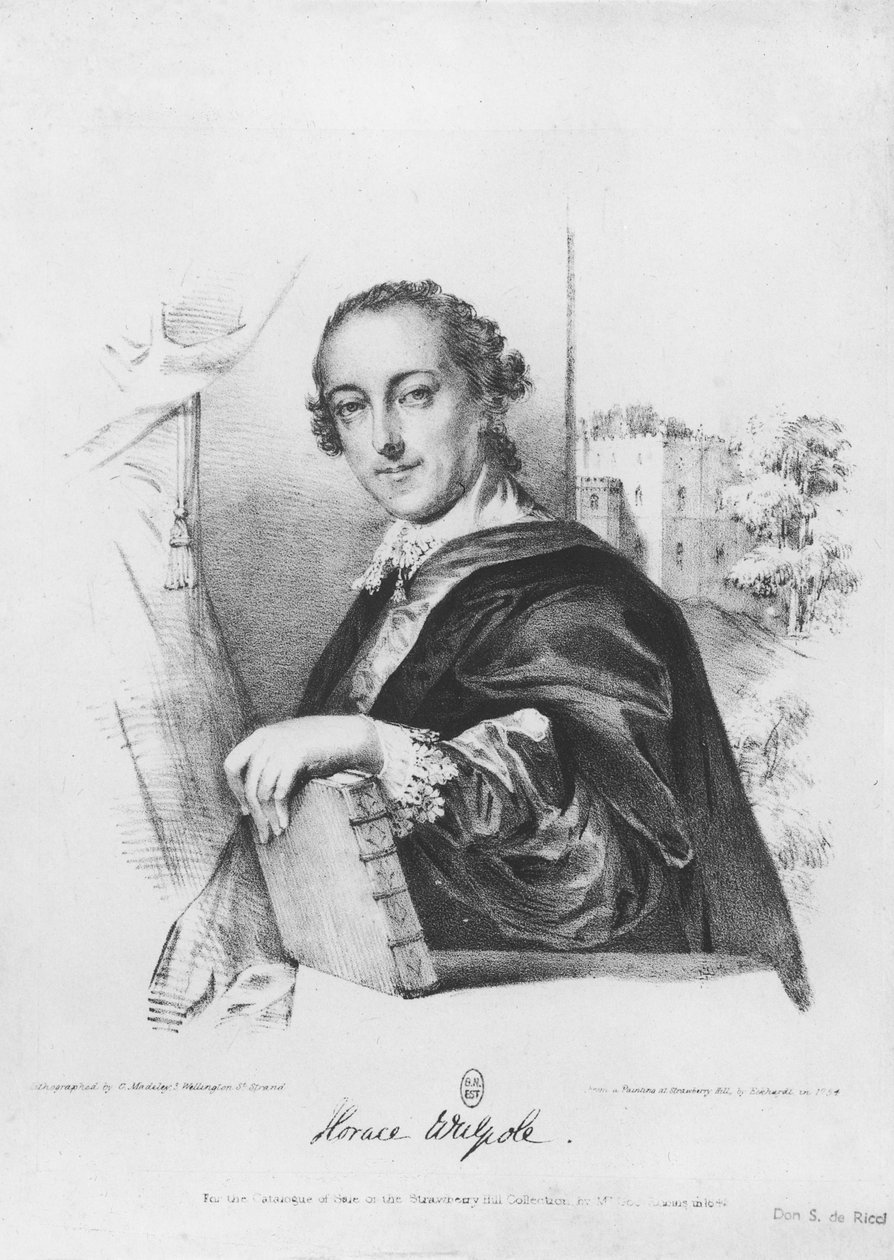 पोर्ट ऑफ होरेस वालपोल (1717-97) ऑर्डफोर्ड की गणना, जी मेडले द्वारा उत्कीर्ण, 1754 (उत्कीर्णन) (बीडब्ल्यू फोटो) द्वारा अंग्रेजी स्कूल