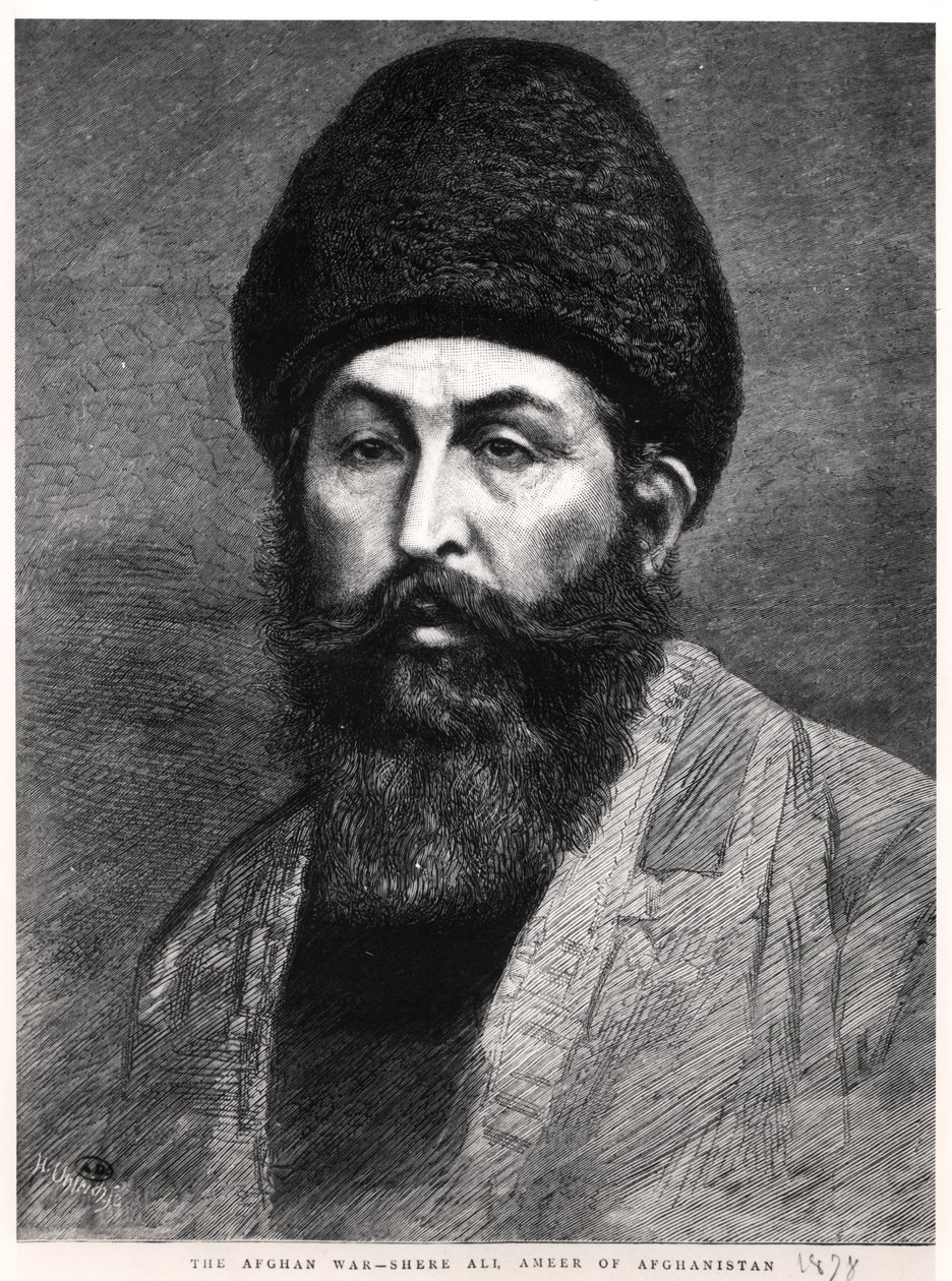 शायर अली ख़ान (1825-79) का चित्रण अफ़ग़ानिस्तान का अमीर, 1878 द्वारा अंग्रेजी स्कूल