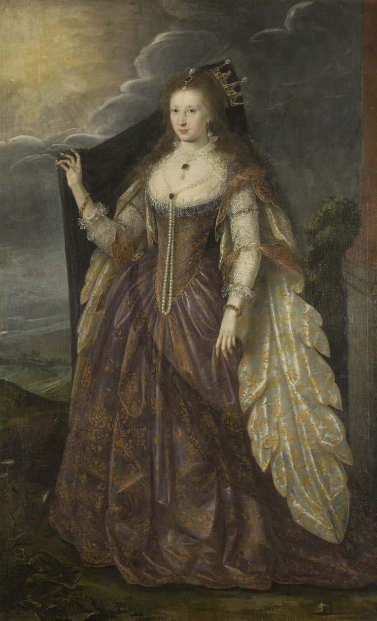 एक महिला का चित्र, c.1615 (कैनवास पर तेल) द्वारा अंग्रेजी स्कूल