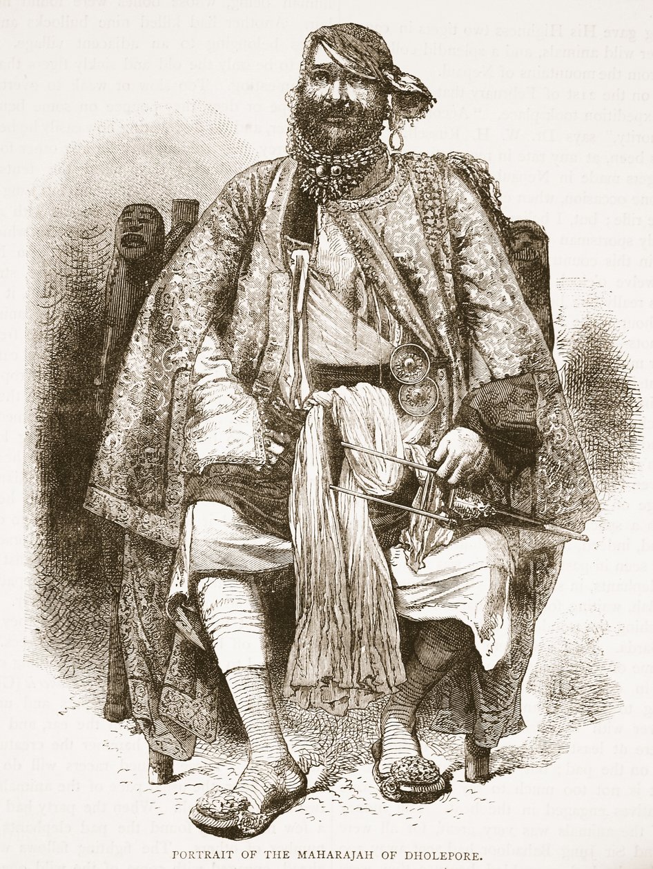 ध्रुपोल के महाराजा का चित्रण, इंग्लैंड के कैसल्स इलस्ट्रेटेड हिस्ट्री से चित्रण द्वारा अंग्रेजी स्कूल